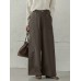 Women Casual Basic Solid Color Loose Wide Leg Pants With Pocket