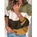 Women Casual Striped Color  Block O  Neck Long Sleeve Sweaters