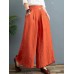 Women Floral Pattern Elastic Waist Casual Wide Leg Pants With Pocket