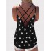 Star Print Back Cross Sleeveless Sling Casual Wild Tank Top