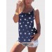 Star Print Back Cross Sleeveless Sling Casual Wild Tank Top