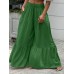 Casual Solid Elastic High Waist Pleated Stitching Wide Leg Pants For Women