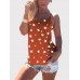 Star Print Back Cross Sleeveless Sling Casual Wild Tank Top