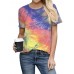 Tie  dye Print Round Neck Short Sleeve Loose Casual T  shirts Women