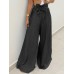 Women Floor Length Solid Pleating Casual Loose Fit Pants